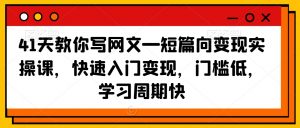 41天教你写网文—短篇向变现实操课,快速入门变现,门槛低,学习周期快-网赚36计