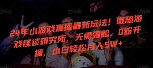 24年小游戏直播最新玩法!微恐游戏怪谈研究所,无需露脸,0粉开播,小白轻松月入5W+【揭秘】-网赚36计