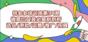 拼多多培训班第34期：做高价女装必盈利剖析选品/测款/运营/推广/拓展-网赚36计