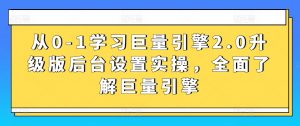 从0-1学习巨量引擎2.0升级版后台设置实操，全面了解巨量引擎-网赚36计