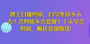 博主口播剪辑，自学坚持不下去？会剪辑不会变现？十天学会剪辑，疯狂变现收钱!-网赚36计