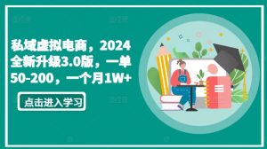 私域虚拟电商，2024全新升级3.0版，一单50-200，一个月1W+【揭秘】-网赚36计