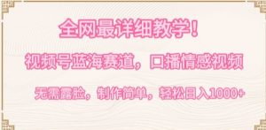 全网最详细教学,视频号蓝海赛道,口播情感视频,无需露脸,制作简单,轻松实现日入1000+【揭秘】-网赚36计