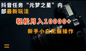 抖音任务“元梦之星”内部最新玩法，新手小白无脑操作，轻松月入10000+【揭秘】-网赚36计