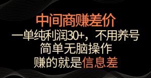 中间商赚差价，一单纯利润30+，简单无脑操作，赚的就是信息差，轻轻松松日入1000+【揭秘】-网赚36计
