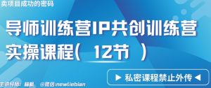 导师训练营3.0IP共创训练营私密实操课程（12节）-卖项目的密码成功秘诀【揭秘】-网赚36计