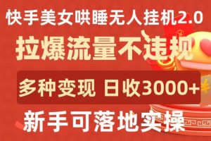 快手美女哄睡无人挂机2.0.拉爆流量不违规,多种变现途径,日收3000+,新手可落地实操【揭秘】-网赚36计