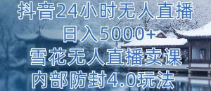 抖音24小时无人直播 日入5000+，雪花无人直播卖课，内部防封4.0玩法【揭秘】-网赚36计