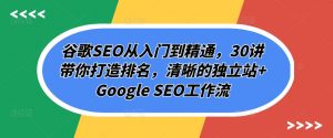谷歌SEO从入门到精通，30讲带你打造排名，清晰的独立站+Google SEO工作流-网赚36计
