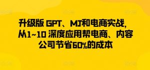 升级版 GPT、MJ和电商实战,从1~10 深度应用帮电商、内容公司节省60%的成本-网赚36计