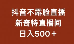 不露脸挂机直播，新奇特直播间，日入500+【揭秘】-网赚36计