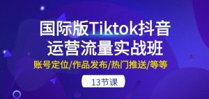 国际版Tiktok抖音运营流量实战班：账号定位/作品发布/热门推送/等等-13节-网赚36计