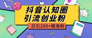 外面收费3980抖音认知圈引流创业粉玩法日引200+精准粉【揭秘】-网赚36计
