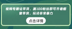 视频号搬运带货,满100粉丝即可开通橱窗带货,玩法非常暴力【揭秘】-网赚36计