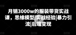 月销3000w的服装带货实战课,思维模型|实战经验|暴力引流|后端变现-网赚36计
