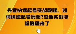 抖音快速起号实战教程,如何快速起号涨粉?落地实战涨粉教程来了-网赚36计