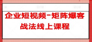 企业短视频-矩阵爆客战法线上课程-网赚36计