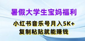 暑假大学生宝妈福利，小红书音乐号月入5000+，复制粘贴就能赚钱【揭秘】-网赚36计