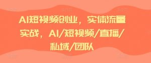 AI短视频创业，实体流量实战，AI/短视频/直播/私域/团队-网赚36计
