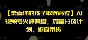 【恭喜你的孩子取得高位】AI视频号火爆赛道，流量分成计划，橱窗带货【揭秘】-网赚36计