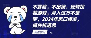 不露脸，不出镜，玩转找茬游戏，月入过万不是梦，2024年风口爆发，抓住机遇【揭秘】-网赚36计