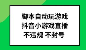 脚本自动玩游戏,抖音小游戏直播,不违规不封号可批量做【揭秘】-网赚36计