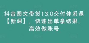 抖音图文带货13.0交付体系课【新课】,快速出单拿结果,高效做账号-网赚36计