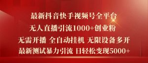 最新抖音快手视频号全平台无人直播引流1000+精准创业粉，日轻松变现5k+【揭秘】-网赚36计
