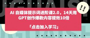 AI自媒体提示词进阶课2.0，14天用 GPT创作爆款内容提效10倍-网赚36计