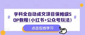 学科全自动成交项目保姆级SOP教程(小红书+公众号玩法)含资料-网赚36计