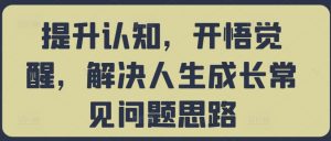 提升认知，开悟觉醒，解决人生成长常见问题思路-网赚36计