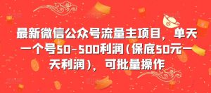 最新微信公众号流量主项目，单天一个号50-500利润(保底50元一天利润)，可批量操作-网赚36计
