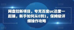 网盘拉新项目，夸克百度uc迅雷一起搞，新手如何从0到1，保姆级详细操作攻略-网赚36计