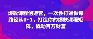爆款课程创造营,一次性打通做课路径从0~1,打造你的爆款课程矩阵,撬动百万财富-网赚36计