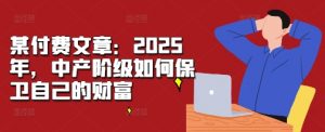 某付费文章:2025年,中产阶级如何保卫自己的财富-网赚36计