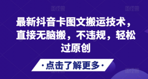 最新抖音卡图文搬运技术，直接无脑搬，不违规，轻松过原创-网赚36计