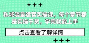私域流量运营实操课，每个章节都是实操干货，学完就能上手-网赚36计