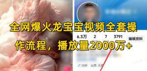 全网爆火龙宝宝视频全套操作流程,播放量2000万+-网赚36计