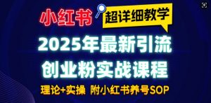 2025年最新小红书引流创业粉实战课程【超详细教学】小白轻松上手，月入1W+，附小红书养号SOP-网赚36计