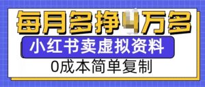 小红书虚拟资料项目,0成本简单复制,每个月多挣1W【揭秘】-网赚36计