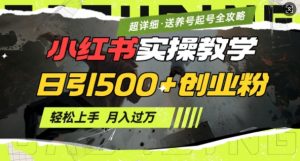 2月小红书最新日引500+创业粉实操教学【超详细】小白轻松上手，月入1W+，附小红书养号起号SOP-网赚36计