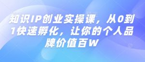 知识IP创业实操课,从0到1快速孵化,让你的个人品牌价值百W-网赚36计