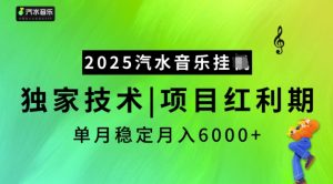 2025汽水音乐挂JI，独家技术，项目红利期，稳定月入5k【揭秘】-网赚36计
