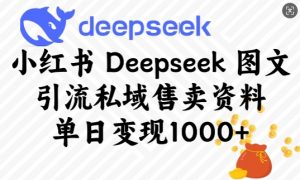 小红书Deepseek图文引流私域售卖资料,单日变现多张-网赚36计