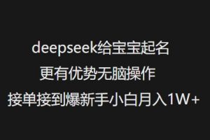 deepseek给宝宝起名更有优势无脑操作接单接到爆新手小白月入1W+-网赚36计