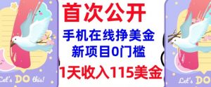在线挣美金新项目,0门槛,1天收入115美刀,无脑操作,真正被动收入-网赚36计