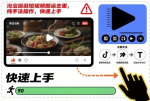 淘宝逛逛短视频搬运去重，纯手法操作，快速上手-网赚36计