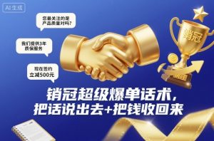 销冠超级爆单话术,把话说出去+把钱收回来-网赚36计