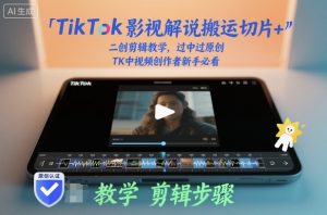 TikTok影视解说搬运切片+二创剪辑教学，过中过原创，TK中视频创作者新手必看-网赚36计