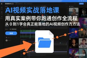 AI视频实战落地课，用真实案例带你跑通创作全流程，从0到1学会真正能落地的AI视频创作方法-网赚36计